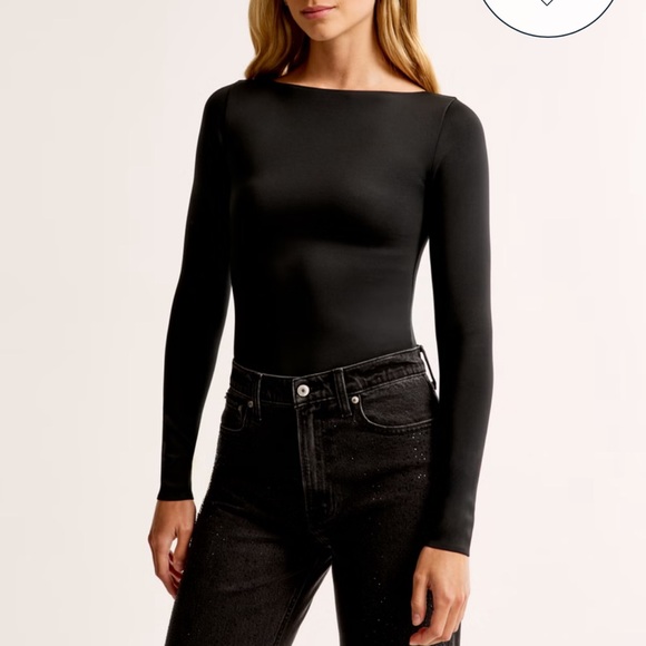 abercrombie and fitch Long-Sleeve Sculpt Matte Fabric Slash Bodysuit - Picture 5 of 6